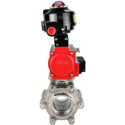 Кран шаровой BV3232P(3pc)-FP-SW-ISO-H Ду80 Ру63 полнопроходной, корпус - нержавеющая сталь SS316, под приварку, с пневмоприводом PA-DA-105, пневмораспределителем 4M310-08 DC24V, БКВ APL-510N EX