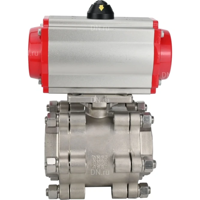 Кран шаровой BV3232P(3pc)-FP-SW-ISO-H Ду40 Ру63 полнопроходной, корпус - нержавеющая сталь SS316, под приварку, с пневмоприводом PA-SA-105, пневмораспределителем 4M310-08 DC24V в Алматы