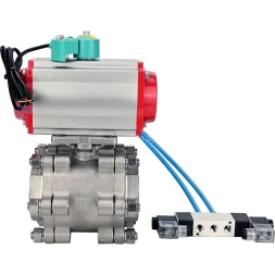 Кран шаровой BV3232P(3pc)-FP-SW-ISO-H Ду50 Ру63 полнопроходной, корпус - нержавеющая сталь SS316, под приварку, с пневмоприводом PA-SA-105, пневмораспределителем 4V320-08 AC220V, магнитным переключателем ALS200D