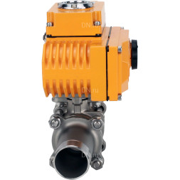 Кран шаровой BV3232P(3pc)-FP-W-ISO-H LONG Ду150 Ру16 полнопроходной, корпус - нержавеющая сталь 316, уплотнение - PTFE, под приварку, с электроприводом QT-N-040EM-O1-24VDC-У1