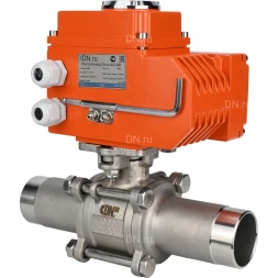 Кран шаровой BV3131P(3pc)-FP-W-ISO-H LONG Ду65 Ру25 полнопроходной, трехсоставной, корпус - нержавеющая сталь 304, уплотнение - PTFE, под приварку, с электроприводом QT-N-008EM-O1-24VDC-У1 HARK
