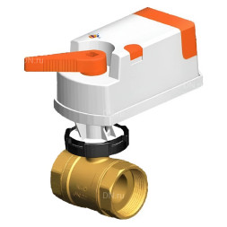 Кран шаровой BVR0031P-SP-T-ED 1″ Ду25 Ру20 двухходовой, неполнопроходной, резьбовой, материал корпуса - латунь 59(ЛС59-1), уплотнение - PTFE, с электроприводом 4-20мА 24VDC