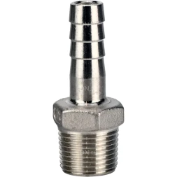 Штуцер елочка BF32-T-1 1/4-25 1 1/4″х25мм Ду32 Ру16 шланговый, корпус - нержавеющая сталь AISI 316 (CF8M), присоединение - наружная резьба/штуцер