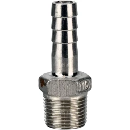 Штуцер елочка BF32-T-1 1/2-32 1 1/2″х32мм Ду40 Ру16 шланговый, корпус - нержавеющая сталь AISI 316 (CF8M), присоединение - наружная резьба/штуцер