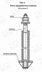 Болт фундаментный тип 4.3 М100х800 мм ГОСТ 24379.1-2012 съемный