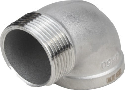 Отвод (уголок) ВР-НР-304 2 1/2″ Ду65 Ру16 угол 90°, корпус - нержавеющая сталь 304, присоединение - внутренняя / наружная резьба