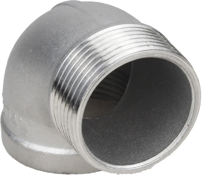 Отвод (уголок) ВР-НР-304 2 1/2″ Ду65 Ру16 угол 90°, корпус - нержавеющая сталь 304, присоединение - внутренняя / наружная резьба в Алматы