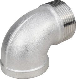 Отвод (уголок) ВР-НР-304 2 1/2″ Ду65 Ру16 угол 90°, корпус - нержавеющая сталь 304, присоединение - внутренняя / наружная резьба