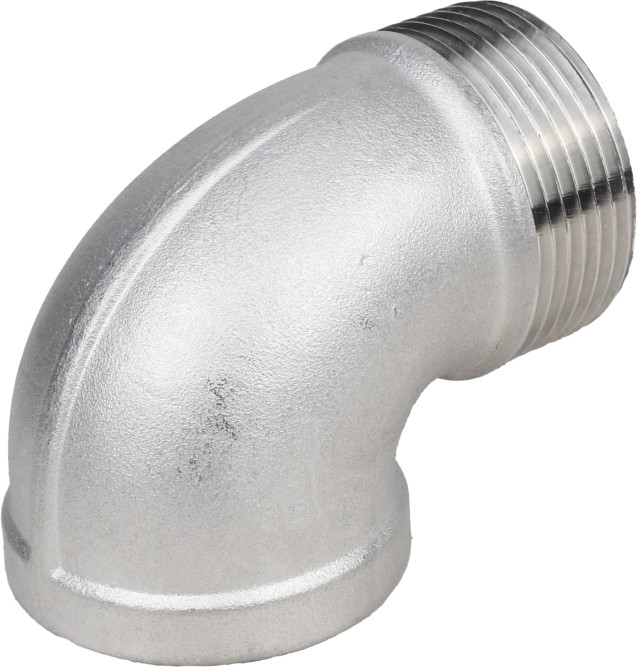 Отвод (уголок) ВР-НР-304 2 1/2″ Ду65 Ру16 угол 90°, корпус - нержавеющая сталь 304, присоединение - внутренняя / наружная резьба в Алматы