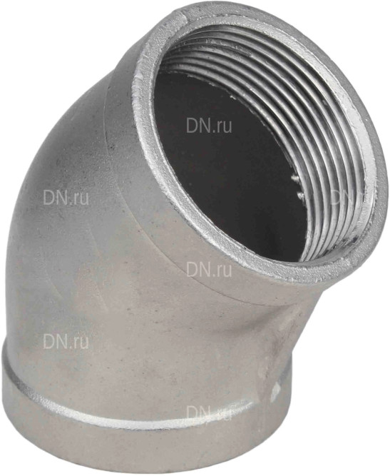 Отвод (полуотвод) ВР-ВР-304 1/4″ Ду8 Ру16 угол 45°, корпус - нержавеющая сталь 304, присоединение - внутренняя / внутренняя резьба в Алматы