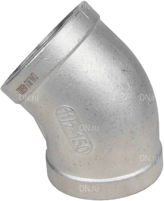 Отвод (полуотвод) ВР-ВР-304 1/4″ Ду8 Ру16 угол 45°, корпус - нержавеющая сталь 304, присоединение - внутренняя / внутренняя резьба в Алматы
