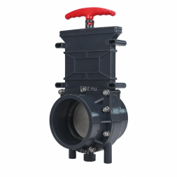Задвижка шиберная GVKR4331TPV-2W-G-Hт Ду150 Ру1.6 клеевая, с выдвижным штоком, материал корпуса - ПВХ (PVC), шибер - нержавеющая сталь 304, уплотнение - TPV (ТПВ), с ручкой