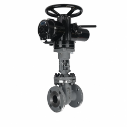 Задвижка клиновая 30с941нж GVWR2121M-2W-F-ОСТ Ду250 Ру16 GAIR фланцевая, корпус - сталь 25Л, материал клина - сталь 25Л, уплотнение - металл, с ОСТ-фланцем, с электроприводом MT-N-030M-O2-380VAC-У1 пятикулачковым