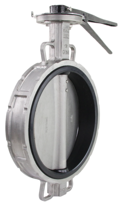 Затвор дисковый поворотный WBV3232N-2W-Fb-H Ду300 Ру16 межфланцевый, корпус - нержавеющая сталь 316L, диск - нержавеющая сталь 316L, уплотнение - NBR, с рукояткой, квадрат 22х22, F10 в Алматы