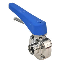 Затвор дисковый поворотный WBV3131E-2W-T-H Ду25 Ру10 резьбовой, пищевая нержавеющая сталь 304, уплотнение – EPDM, с рукояткой