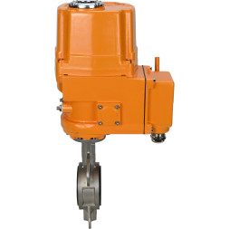 Затвор дисковый поворотный WBV3232V-2W-Fb-H Ду125 Ру16, корпус - нержавеющая сталь 316L, диск - нержавеющая сталь 316L, уплотнение - Viton, с электроприводом QT-EX-010EM-O2-380VAC-У1 380В