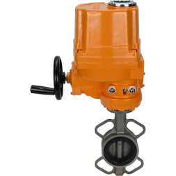Затвор дисковый поворотный WBV3232V-2W-Fb-H Ду125 Ру16, корпус - нержавеющая сталь 316L, диск - нержавеющая сталь 316L, уплотнение - Viton, с электроприводом QT-EX-010EM-O2-380VAC-У1 380В