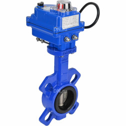 Затвор дисковый поворотный WBV1432E-2W-Fb-H Ду50 Ру16, корпус - чугун GGG50, диск - нержавеющая сталь 316L, уплотнение - EPDM, с электроприводом QT-N-003EM-O1-220VAC-У1 blue 220В