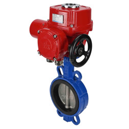 Затвор дисковый поворотный WBV1432N-2W-Fb-H Ду65 Ру16, корпус - чугун GGG50, диск - нержавеющая сталь 316L, уплотнение - NBR, с электроприводом QT-EX-005M-O2-220VAC-У1