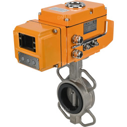 Затвор дисковый поворотный WBV3232N-2W-Fb-H Ду200 Ру16, корпус - нержавеющая сталь 316L, диск - нержавеющая сталь 316L, уплотнение - NBR, с электроприводом QT-N-030EM-B1-220VAC-У1 DAR (0-10В)