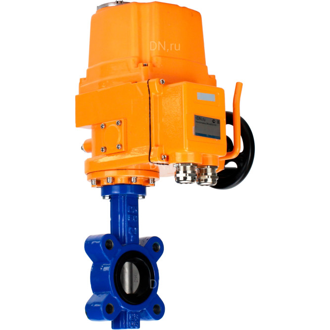 Затвор дисковый поворотный WBV1631E-2W-Fb-H Ду150 Ру16 LUG межфланцевый, корпус - чугун QT450, диск - нержавеющая сталь 304, уплотнение - EPDM, с электроприводом QT-EX-020EM-O2-220VAC-У1 220В в Алматы