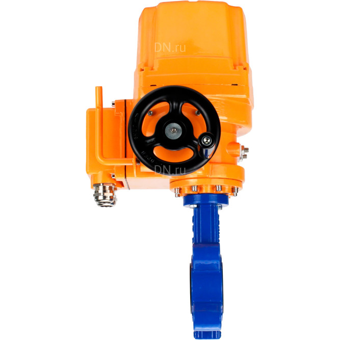 Затвор дисковый поворотный WBV1631E-2W-Fb-H Ду150 Ру16 LUG межфланцевый, корпус - чугун QT450, диск - нержавеющая сталь 304, уплотнение - EPDM, с электроприводом QT-EX-020EM-O2-220VAC-У1 220В в Алматы