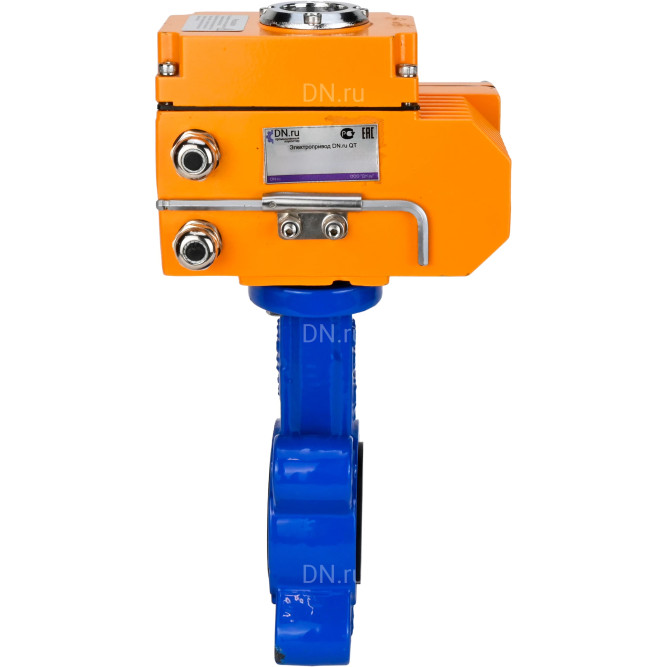 Затвор дисковый поворотный WBV1631E-2W-Fb-H Ду100 Ру16 LUG корпус - чугун QT450, диск - нержавеющая сталь 304, уплотнение - EPDM, межфланцевый, с электроприводом QT-N-010EM-O1-380VAC-У1 380В в Алматы