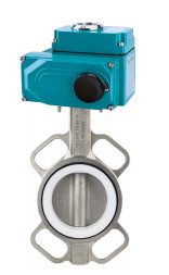 Затвор дисковый поворотный WBV3232P-2W-Fb-H Ду125 Ру16, корпус -нержавеющая сталь 316L, диск - нержавеющая сталь 316L, уплотнение - PTFE, с электроприводом QT-N-020EM-O1-24VDC-У1 24В HARK