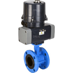 Затвор дисковый поворотный WBV1331E-2W-F-H Ду125 Ру16 фланцевый, корпус - чугун GGG40, диск - нержавеющая сталь 304, уплотнение - EPDM, с электроприводом четвертьоборотным QTSA-N-030EM-O0-220VAC с пружинным возвратом