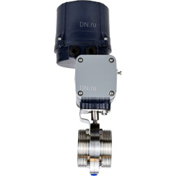 Затвор дисковый поворотный WBV3131S-2W-T-H Ду32 Ру10 резьбовой, корпус - пищевая нерж. сталь AISI 304, диск - нерж. сталь AISI 304, уплотнение - Silicon, с электроприводом четвертьоборотным QTSA-N-003EM-O0-220VAC с пружинным возвратом