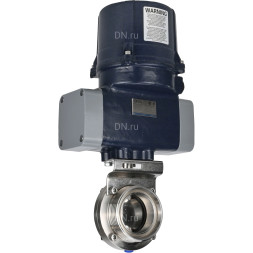 Затвор дисковый поворотный WBV3131S-2W-T-H Ду80 Ру10 резьбовой, корпус - пищевая нерж. сталь AISI 304, диск - нерж. сталь AISI 304, уплотнение - Silicon, с электроприводом четвертьоборотным QTSA-N-003EM-O0-220VAC с пружинным возвратом