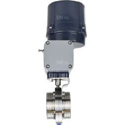 Затвор дисковый поворотный WBV3131S-2W-T-H Ду80 Ру10 резьбовой, корпус - пищевая нерж. сталь AISI 304, диск - нерж. сталь AISI 304, уплотнение - Silicon, с электроприводом четвертьоборотным QTSA-N-003EM-O0-220VAC с пружинным возвратом