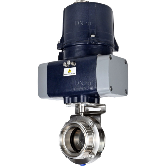 Затвор дисковый поворотный WBV3131S-2W-T-H Ду80 Ру10 резьбовой, корпус - пищевая нерж. сталь AISI 304, диск - нерж. сталь AISI 304, уплотнение - Silicon, с электроприводом четвертьоборотным QTSA-N-003EM-O0-220VAC с пружинным возвратом в Алматы