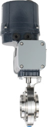 Затвор дисковый поворотный WBV3131E-2W-C-H Ду25 Ру10 кламповый, корпус - пищевая нержавеющая сталь AISI 304, диск - нержавеющая сталь AISI 304, уплотнение - EPDM, с электроприводом четвертьоборотным QTSA-N-003EM-O0-220VAC с пружинным возвратом