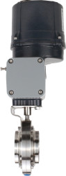 Затвор дисковый поворотный WBV3131E-2W-C-H Ду25 Ру10 кламповый, корпус - пищевая нержавеющая сталь AISI 304, диск - нержавеющая сталь AISI 304, уплотнение - EPDM, с электроприводом четвертьоборотным QTSA-N-003EM-O0-220VAC с пружинным возвратом