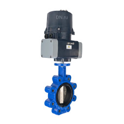 Затвор дисковый поворотный WBV1616E-2W-Fb-H Ду80 Ру16 LUG межфланцевый, корпус - чугун QT450, диск - чугун QT450, уплотнение - EPDM, с электроприводом четвертьоборотным QTSA-N-005EM-O0-220VAC с пружинным возвратом