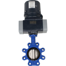 Затвор дисковый поворотный WBV1631N-2W-Fb-H Ду125 Ру16 LUG межфланцевый, корпус - чугун QT450, диск - нержавеющая сталь AISI 304, уплотнение - NBR, с электроприводом четвертьоборотным QTSA-N-014EM-O0-220VAC с пружинным возвратом