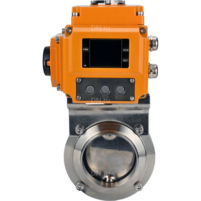 Затвор дисковый поворотный WBV3131S-2W-W-H Ду15 Ру10 под приварку, корпус - пищевая нержавеющая сталь 304, уплотнение - Silicon, с электроприводом QT-N-005EM-A1-220VAC-У1 c датчиком обратной связи и входным управляющим сигналом 4-20мА HARK в Алматы