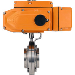 Затвор дисковый поворотный WBV3131S-2W-W-H Ду15 Ру10 под приварку, корпус - пищевая нержавеющая сталь 304, уплотнение - Silicon, с электроприводом QT-N-005EM-A1-220VAC-У1 c датчиком обратной связи и входным управляющим сигналом 4-20мА HARK