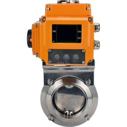 Затвор дисковый поворотный WBV3131S-2W-W-H Ду32 Ру10 под приварку, корпус - пищевая нержавеющая сталь 304, уплотнение - Silicon, с электроприводом QT-N-005EM-A1-220VAC-У1 c датчиком обратной связи и входным управляющим сигналом 4-20мА HARK