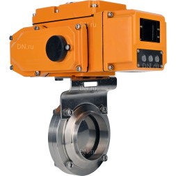 Затвор дисковый поворотный WBV3131S-2W-W-H Ду32 Ру10 под приварку, корпус - пищевая нержавеющая сталь 304, уплотнение - Silicon, с электроприводом QT-N-005EM-A1-220VAC-У1 c датчиком обратной связи и входным управляющим сигналом 4-20мА HARK