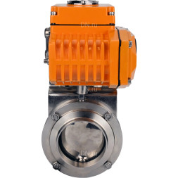 Затвор дисковый поворотный WBV3131S-2W-W-H Ду32 Ру10 под приварку, корпус - пищевая нержавеющая сталь 304, уплотнение - Silicon, с электроприводом QT-N-005EM-A1-220VAC-У1 c датчиком обратной связи и входным управляющим сигналом 4-20мА HARK