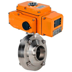 Затвор дисковый поворотный WBV3131S-2W-W-H Ду32 Ру10 под приварку, корпус - пищевая нержавеющая сталь 304, уплотнение - Silicon, с электроприводом QT-N-005EM-B1-220VAC-У1 c датчиком обратной связи и входным управляющим сигналом 0-10В HARK