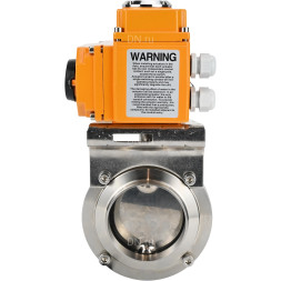 Затвор дисковый поворотный WBV3131E-2W-W-H Ду80 Ру10 под приварку, корпус - пищевая нержавеющая сталь 304, уплотнение - EPDM, с электроприводом QT-N-003EM-O1-24VDC-У1 24В HARK