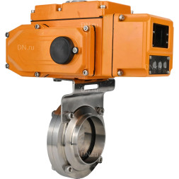 Затвор дисковый поворотный WBV3131E-2W-W-H Ду15 Ру10 под приварку, корпус - пищевая нержавеющая сталь 304, уплотнение - EPDM, с электроприводом QT-N-005EM-A1-220VAC-У1 c датчиком обратной связи и входным управляющим сигналом 4-20мА HARK