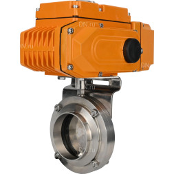 Затвор дисковый поворотный WBV3131E-2W-W-H Ду15 Ру10 под приварку, корпус - пищевая нержавеющая сталь 304, уплотнение - EPDM, с электроприводом QT-N-005EM-A1-220VAC-У1 c датчиком обратной связи и входным управляющим сигналом 4-20мА HARK