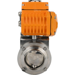 Затвор дисковый поворотный WBV3131E-2W-W-H Ду15 Ру10 под приварку, корпус - пищевая нержавеющая сталь 304, уплотнение - EPDM, с электроприводом QT-N-005EM-A1-220VAC-У1 c датчиком обратной связи и входным управляющим сигналом 4-20мА HARK