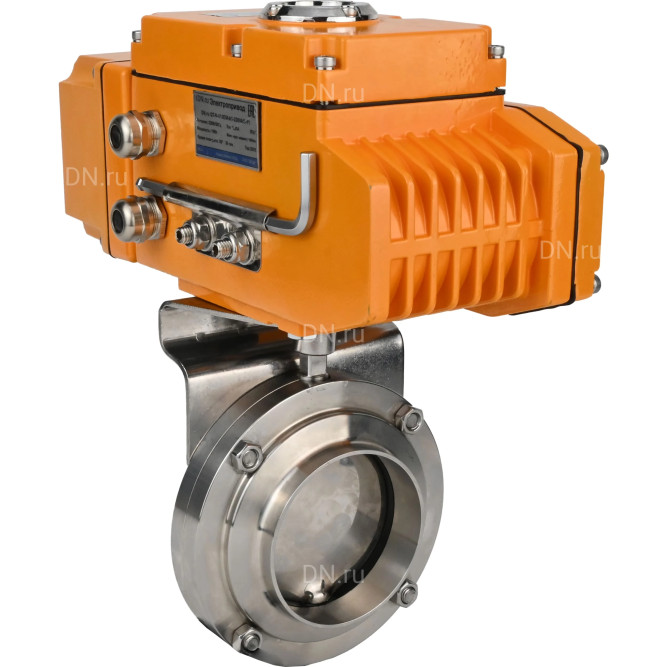 Затвор дисковый поворотный WBV3131E-2W-W-H Ду15 Ру10 под приварку, корпус - пищевая нержавеющая сталь 304, уплотнение - EPDM, с электроприводом QT-N-005EM-A1-220VAC-У1 c датчиком обратной связи и входным управляющим сигналом 4-20мА HARK в Алматы