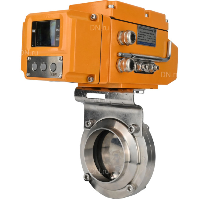 Затвор дисковый поворотный WBV3131E-2W-W-H Ду15 Ру10 под приварку, корпус - пищевая нержавеющая сталь 304, уплотнение - EPDM, с электроприводом QT-N-005EM-A1-220VAC-У1 c датчиком обратной связи и входным управляющим сигналом 4-20мА HARK в Алматы