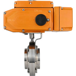 Затвор дисковый поворотный WBV3131E-2W-W-H Ду32 Ру10 под приварку, корпус - пищевая нержавеющая сталь 304, уплотнение - EPDM, с электроприводом QT-N-005EM-A1-220VAC-У1 c датчиком обратной связи и входным управляющим сигналом 4-20мА HARK